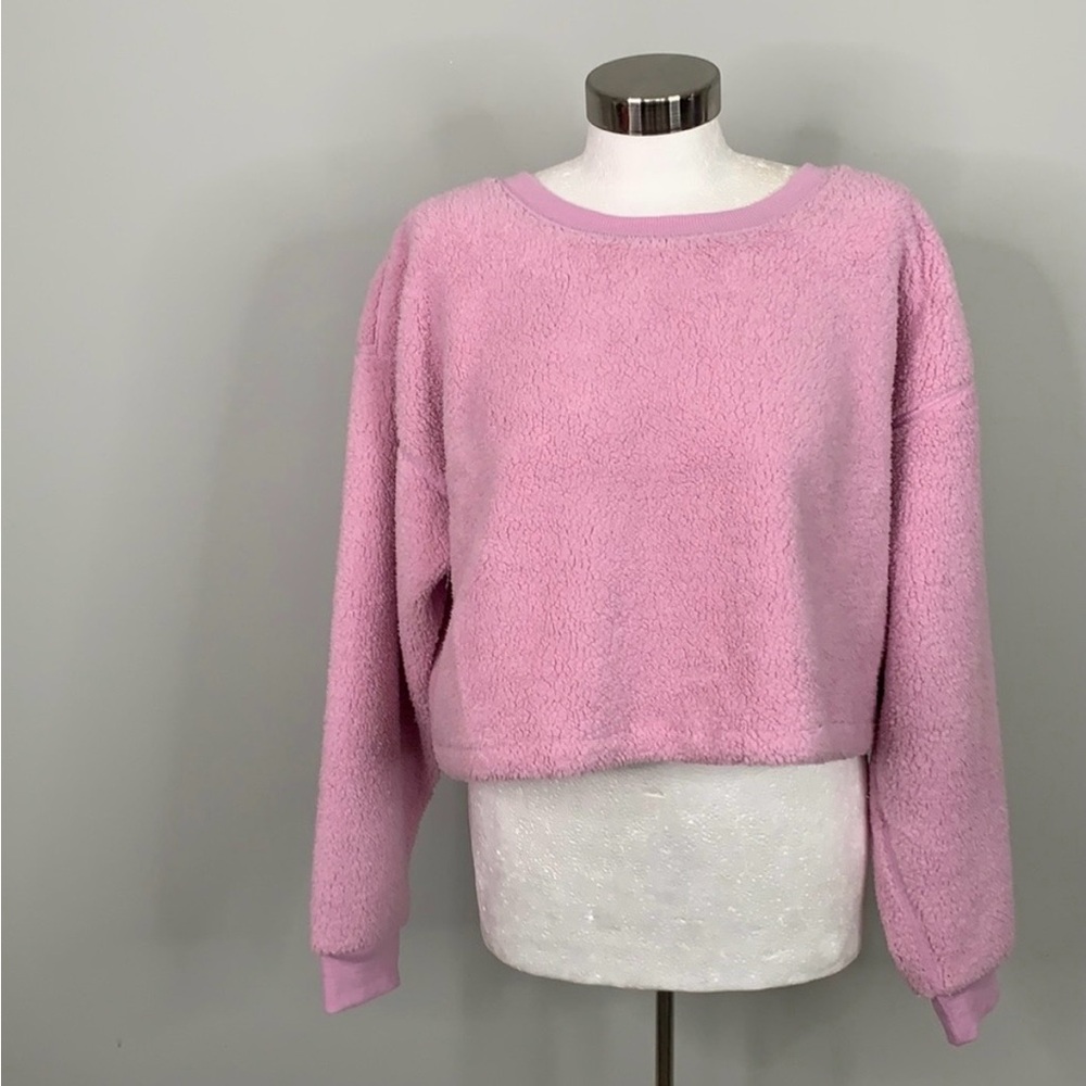 Splendid Rose Pink Ashley Cropped Teddy Sweatshirt! EUC
